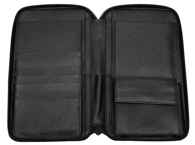 Cartera larga de cuero Saffiano negro Prada - vista 4