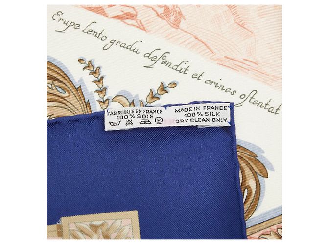 Hermès Sciarpa Hermes Carre 90 Courbettes et Cabrioles Bianco Blu - vista 5