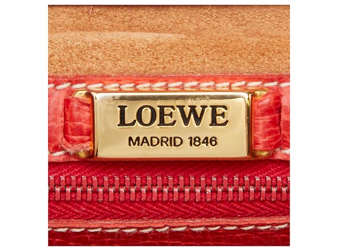 Loewe Rucksack mit Klappe aus rotem Prägeleder - Ansicht 13