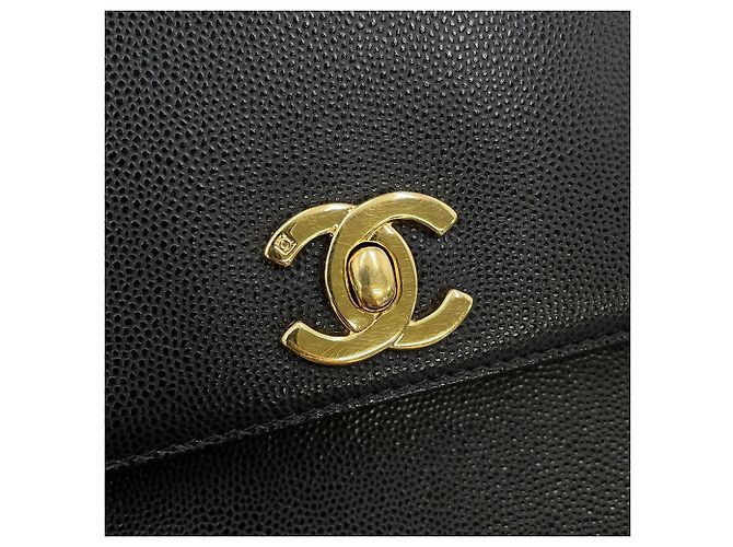 Borsa a tracolla Chanel in pelle di vitello martellata nera Nero - vista 11