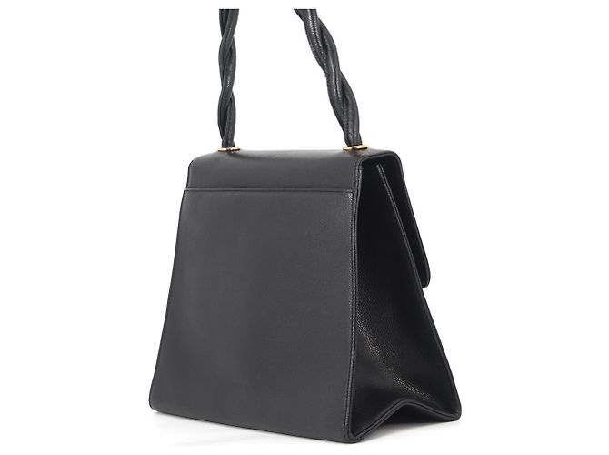 Borsa a tracolla Chanel in pelle di vitello martellata nera Nero - vista 2