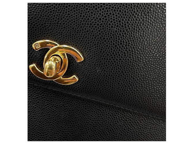 Borsa a tracolla Chanel in pelle di vitello martellata nera Nero - vista 7