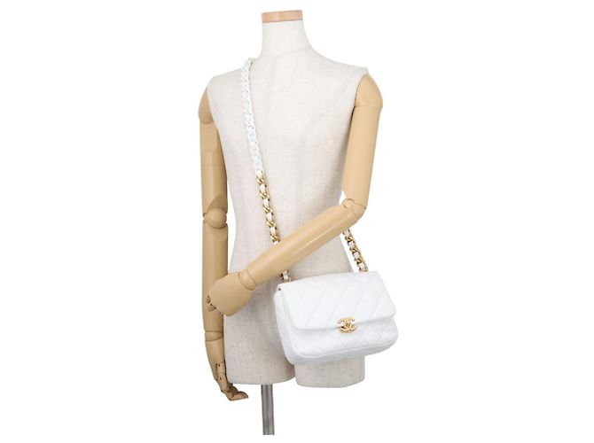Borsa a tracolla con catena bianca Chanel Bianco - vista 4