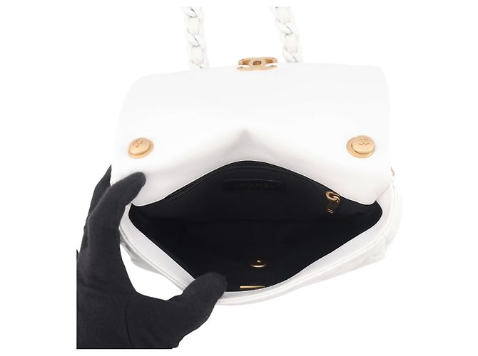 Borsa a tracolla con catena bianca Chanel Bianco - vista 5