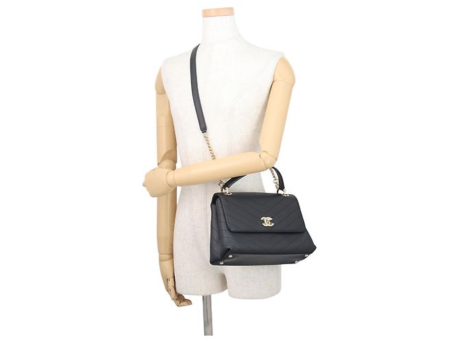 Borsa Chanel Chevron Coco Mark Nero D'oro - vista 5