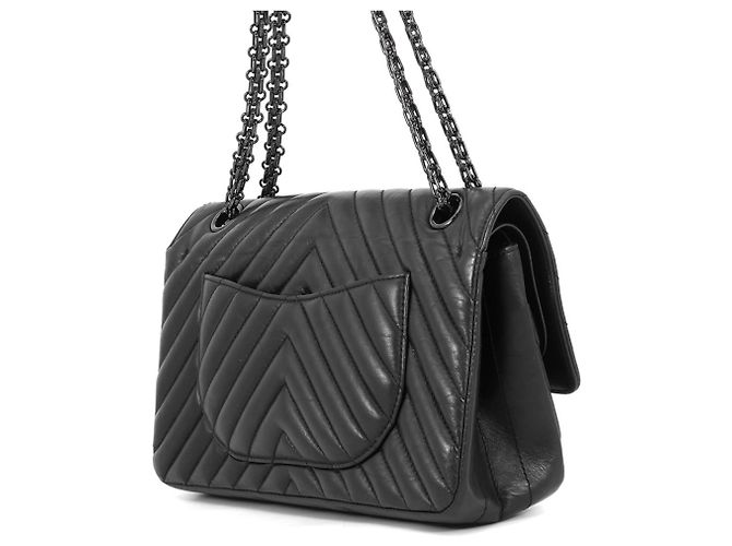 Borsa a tracolla con catena Chanel 2.55 Nero - vista 2