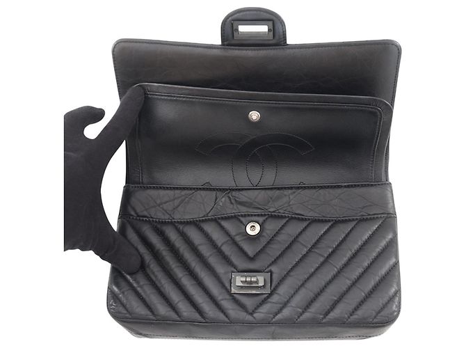 Borsa a tracolla con catena Chanel 2.55 Nero - vista 6