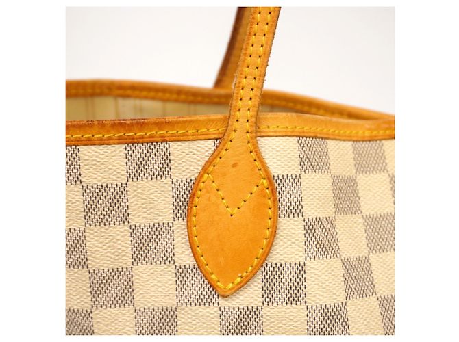Borsa Tote Louis Vuitton Damier Azur Neverfull MM Bianco - vista 10