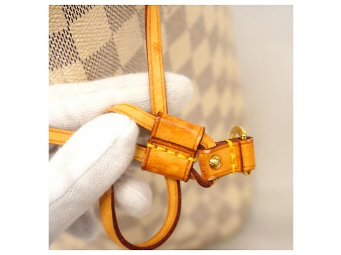 Borsa Tote Louis Vuitton Damier Azur Neverfull MM Bianco - vista 9