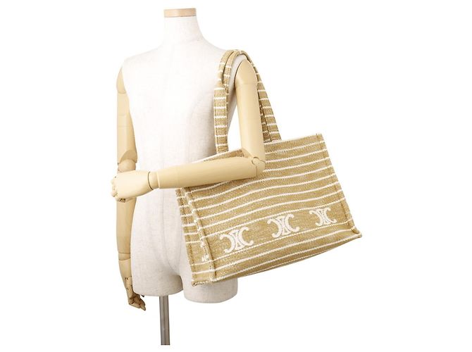 Triomphe Céline Celine Canvas Tote Bag in Elfenbein Roh - Ansicht 4