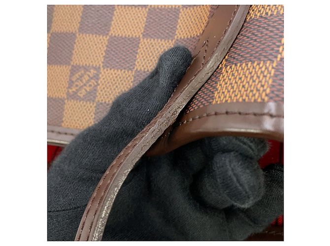 Borsa Tote Louis Vuitton Damier Ebene Neverfull PM Rosso - vista 11