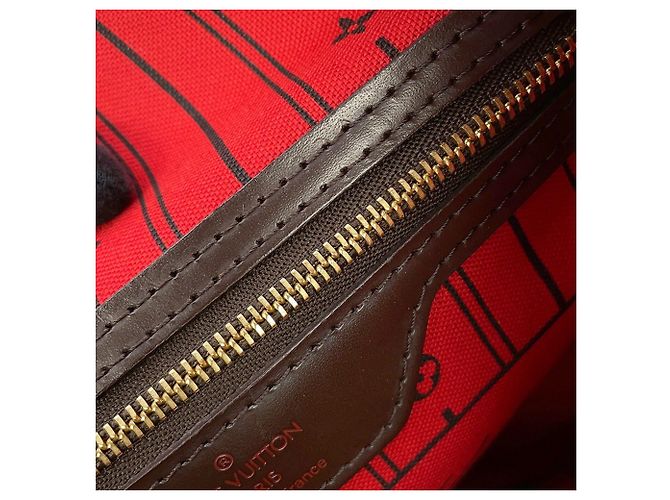 Borsa Tote Louis Vuitton Damier Ebene Neverfull PM Rosso - vista 15