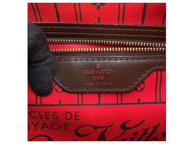 Borsa Tote Louis Vuitton Damier Ebene Neverfull PM Rosso - vista 17