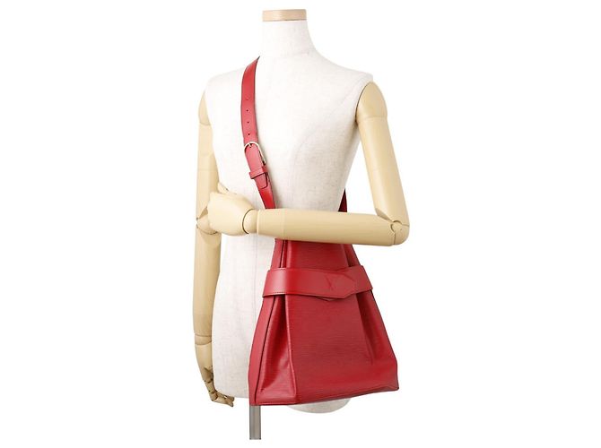 Borsa a Spalla Louis Vuitton Epi Sac Depaule PM Rosso - vista 4