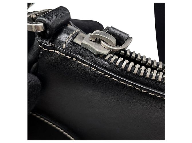 Borsa a tracolla in pelle nera Prada Nero - vista 10