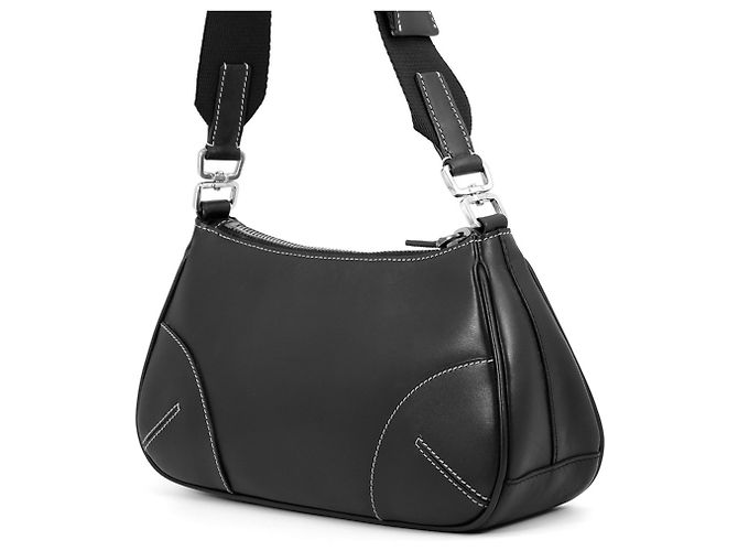 Borsa a tracolla in pelle nera Prada Nero - vista 2