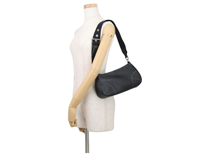 Borsa a tracolla in pelle nera Prada Nero - vista 4