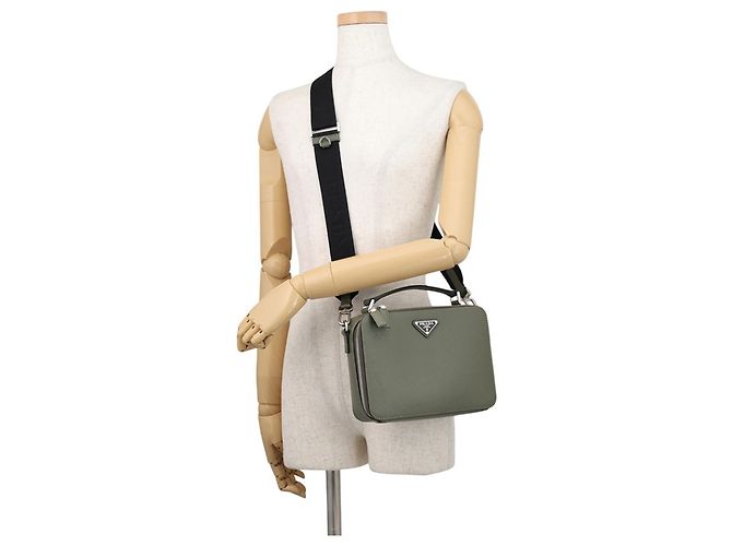 Borsa a Spalla Prada Khaki Saffiano Cachi - vista 5