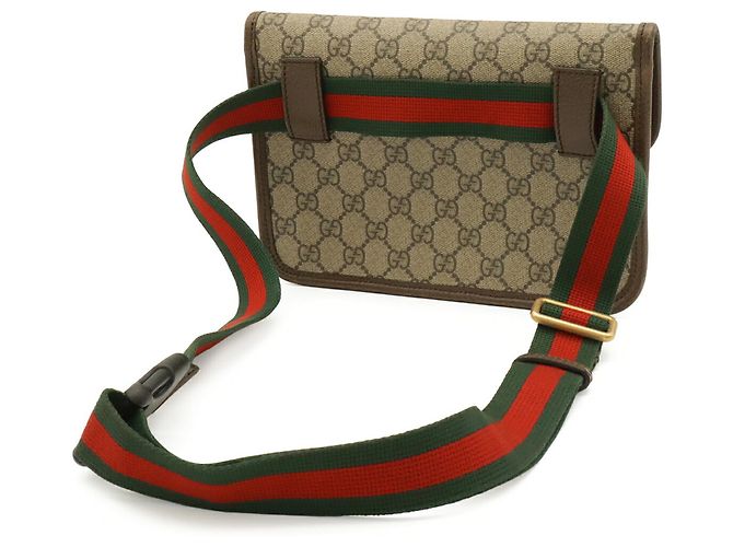 Borsa Gucci GG Supreme Metal Cat Head Sherry Line Marrone Rosso Beige Verde Cachi - vista 3