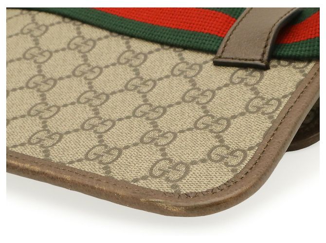 Borsa Gucci GG Supreme Metal Cat Head Sherry Line Marrone Rosso Beige Verde Cachi - vista 4