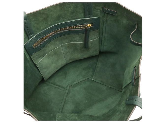 Céline Borsa tote Celine Cabas Phantom Small Belt verde scuro - vista 7