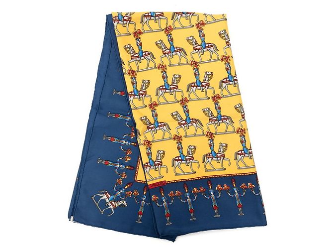 Hermès Sciarpa Hermes Carre 90 LES ARTIFICIERS Blu Multicolore Giallo - vista 2