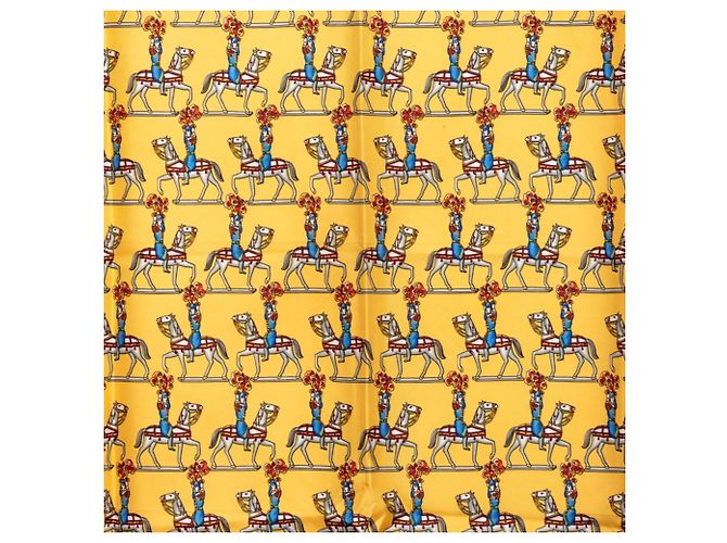 Hermès Sciarpa Hermes Carre 90 LES ARTIFICIERS Blu Multicolore Giallo - vista 3