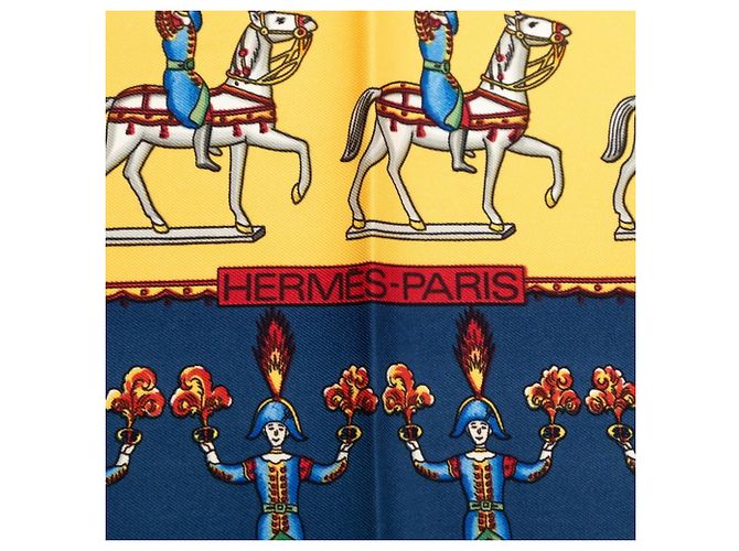 Hermès Sciarpa Hermes Carre 90 LES ARTIFICIERS Blu Multicolore Giallo - vista 7