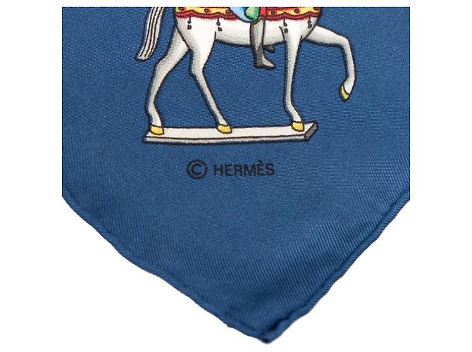 Hermès Sciarpa Hermes Carre 90 LES ARTIFICIERS Blu Multicolore Giallo - vista 8