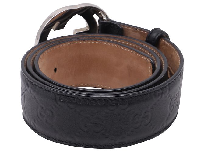 Cinturón Gucci Guccissima con hebilla Interlocking G en cuero negro - vista 2
