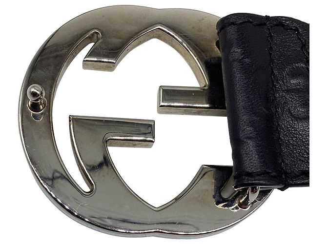 Cinturón Gucci Guccissima con hebilla Interlocking G en cuero negro - vista 6