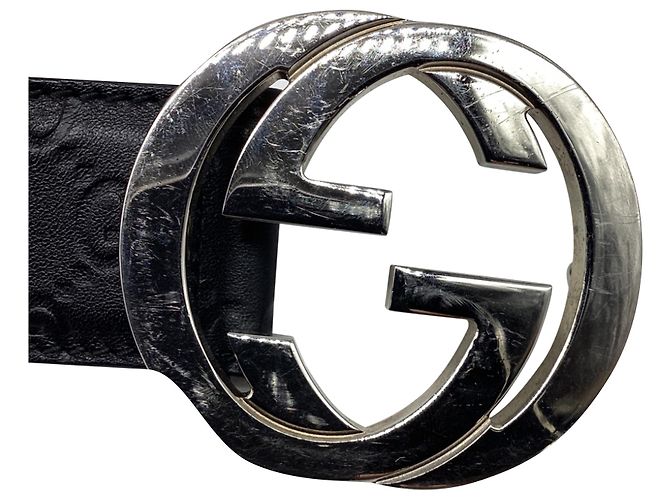 Cinturón Gucci Guccissima con hebilla Interlocking G en cuero negro - vista 7