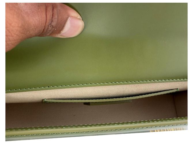 Borsa a tracolla Jacquemus The Long Bambino Flap in pelle di vitello Olive Verde Verde oliva - vista 8