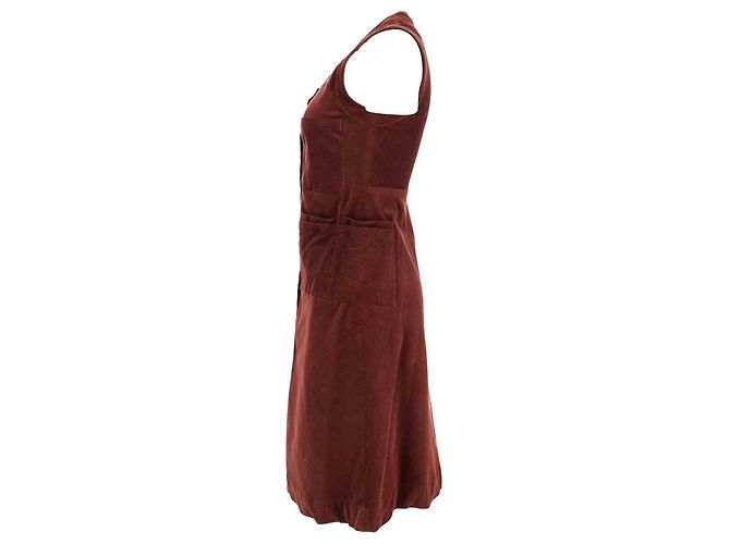 Abito midi senza maniche con bottoni Acne Studios in velluto a coste bordeaux Rosso Bordò - vista 2