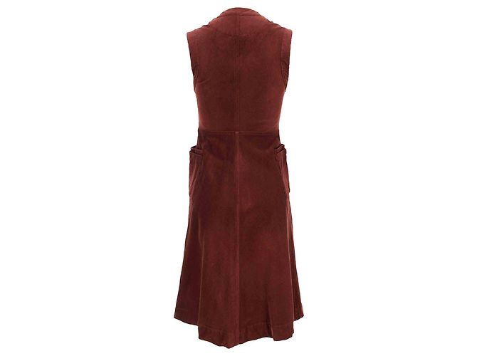 Abito midi senza maniche con bottoni Acne Studios in velluto a coste bordeaux Rosso Bordò - vista 3