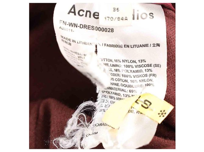 Abito midi senza maniche con bottoni Acne Studios in velluto a coste bordeaux Rosso Bordò - vista 5
