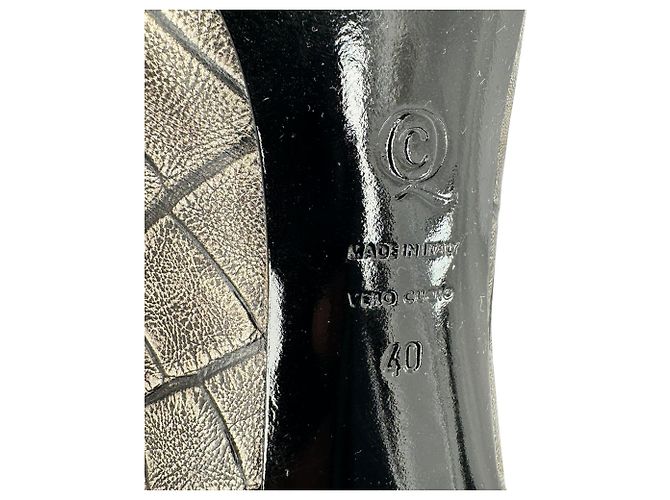 Alexander Mcqueen Croc-Embossed Peep-Toe Pumps in Grey Leather - view 10