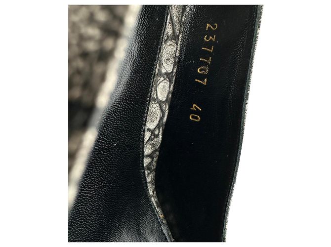 Alexander Mcqueen Croc-Embossed Peep-Toe Pumps in Grey Leather - view 14