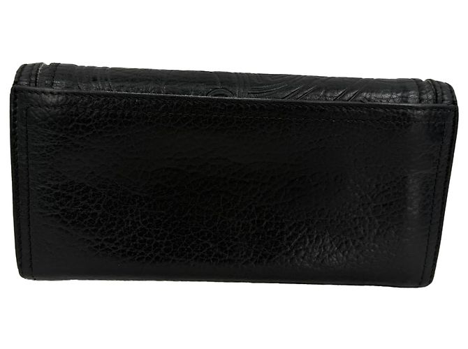 Céline Portafoglio lungo Celine Triomphe-Embossed in pelle nera Nero - vista 4