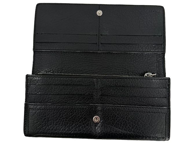 Céline Portafoglio lungo Celine Triomphe-Embossed in pelle nera Nero - vista 8