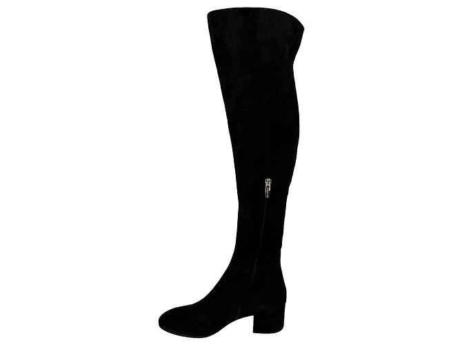 Botas altas de tacón bloque Gianvito Rossi en ante negro - vista 3