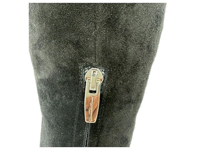 Botas altas de tacón bloque Gianvito Rossi en ante negro - vista 5