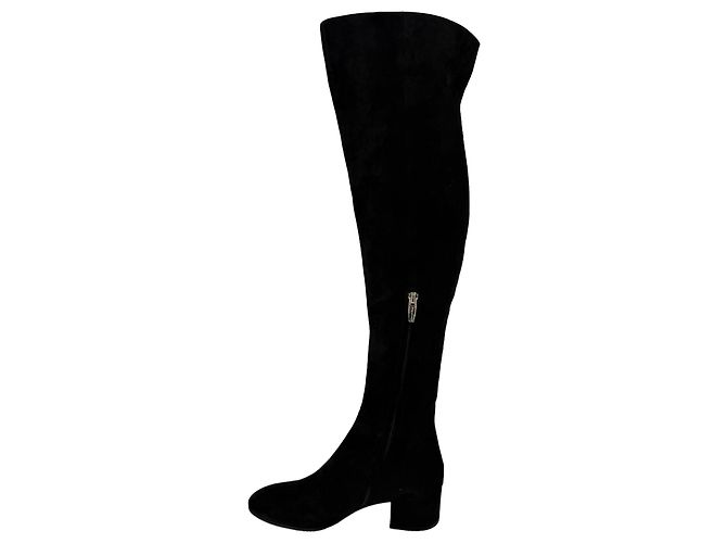 Botas altas de tacón bloque Gianvito Rossi en ante negro - vista 6