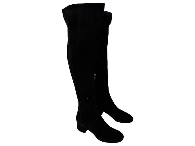 Botas altas de tacón bloque Gianvito Rossi en ante negro - vista 8