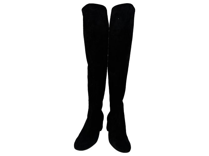 Botas altas de tacón bloque Gianvito Rossi en ante negro - vista 9