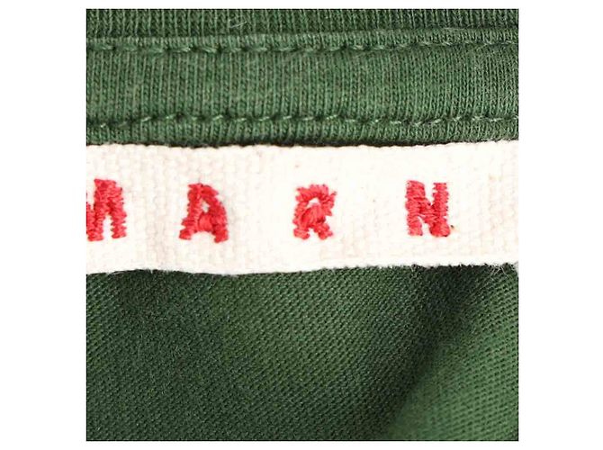T-shirt Marni con logo in cotone verde - vista 4