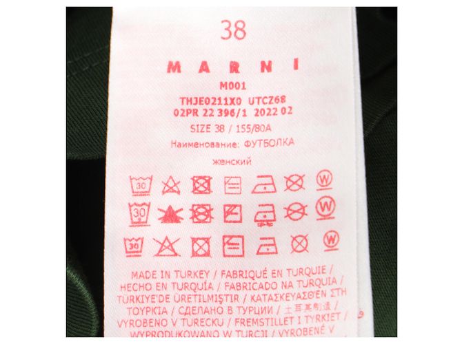 T-shirt Marni con logo in cotone verde - vista 5