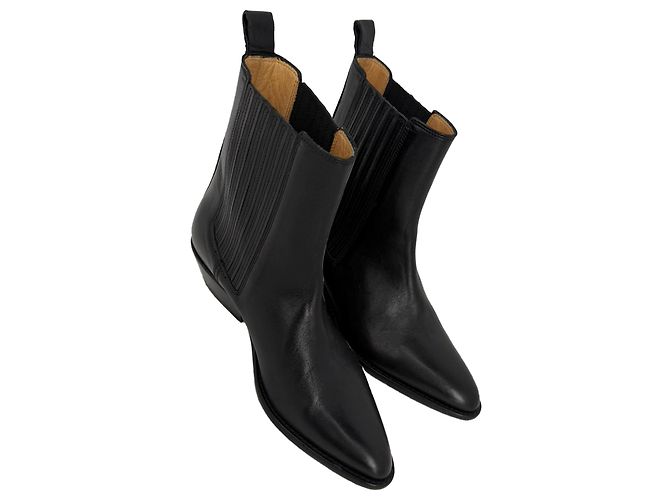 Stivaletti Delena in pelle nera Isabel Marant Nero - vista 5