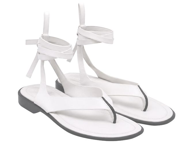 Sandali piatti con lacci Tod's in pelle bianca Bianco Crudo - vista 3