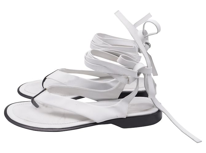Sandali piatti con lacci Tod's in pelle bianca Bianco Crudo - vista 4